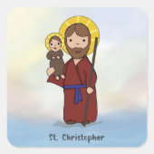 Sint-Christoffel Feestdag Heilige  Vierkante Sticker (Voorkant)