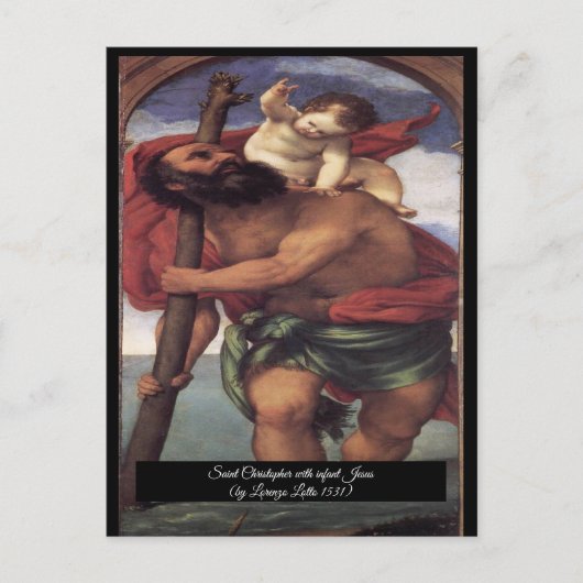 Sint Christoffel met het kindje Jezus Briefkaart (Voorkant)
