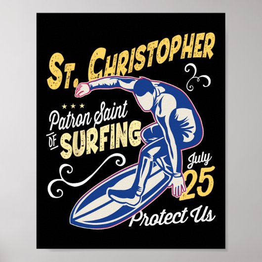 Sint Christoffel Surf Beschermheilige Van Surfende Poster (Voorkant)