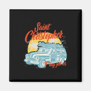 Sint Christoffel Surfer Dude Surfende Mannen Stran Magneet