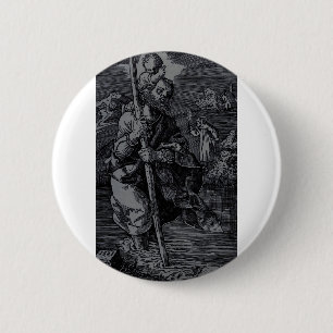 Sint-Christoffel vereerd door christenen  Ronde Button 5,7 Cm