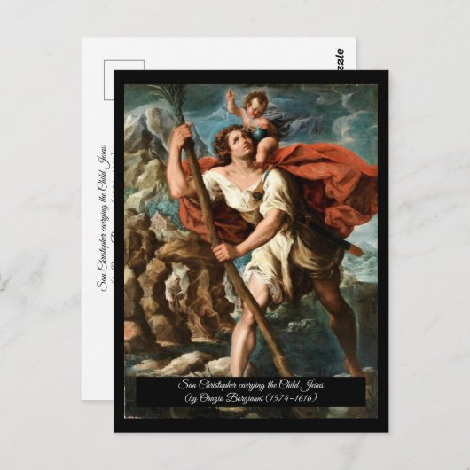 Sint Christopher beschermheilige van Reizigers Briefkaart (Voorkant / Achterkant)