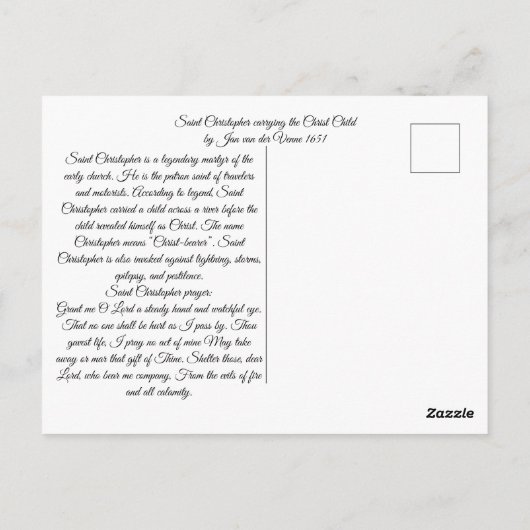 Sint Christopher met baby Christ Briefkaart (Achterkant)