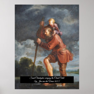Sint Christopher met baby Christ Poster