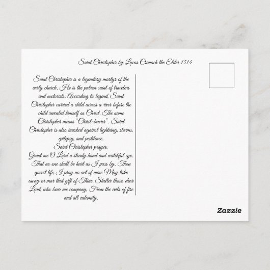 Sint Christopher met de Baby Christ Briefkaart (Achterkant)