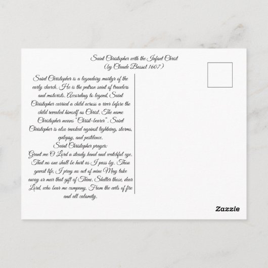 Sint Christopher met de Baby Christ Briefkaart (Achterkant)