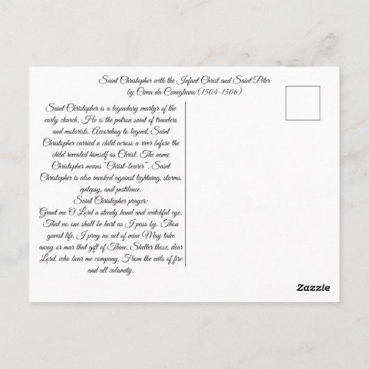 Sint Christopher met de Baby Christ Briefkaart (Achterkant)
