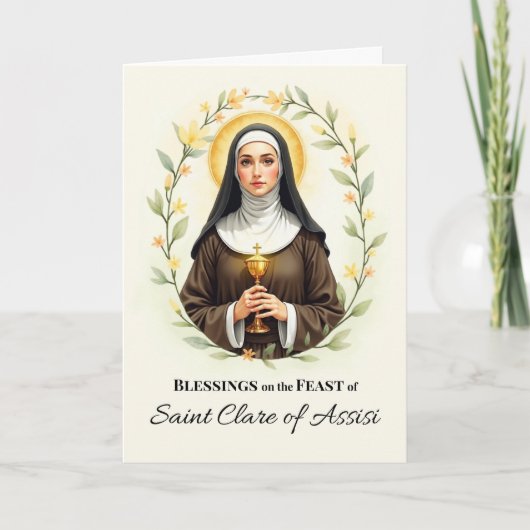 Sint Clara van Assisi Feestdag Zegen Krans Kaart (Voorkant)