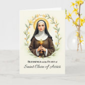 Sint Clara van Assisi Feestdag Zegen Krans Kaart (Gele Bloem)