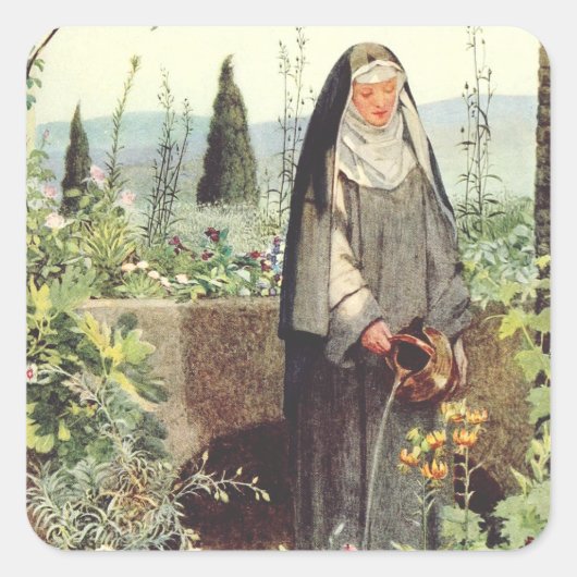 Sint Clara van Assisi: patrones van de televisie Vierkante Sticker (Voorkant)