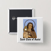 Sint Clara van Assisi Vierkante Button 5,1 Cm (Voorkant /achterkant)