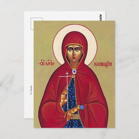Sint Claudia Procula Orthodox Icoon Briefkaart (Voorkant / Achterkant)
