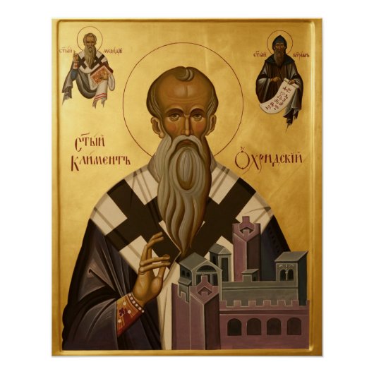 Sint Clemens van Ohrid Orthodox Christelijk Icoon Perfect Poster (Voorkant)