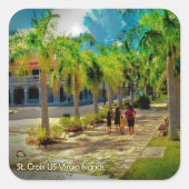 Sint-Croix Maagdeneilanden Palm Trees Familie Vierkante Sticker (Voorkant)