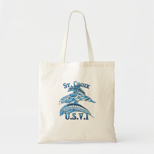 Sint-Croix USVI Vacation Tribal Dolphins Tote Bag (Voorkant)