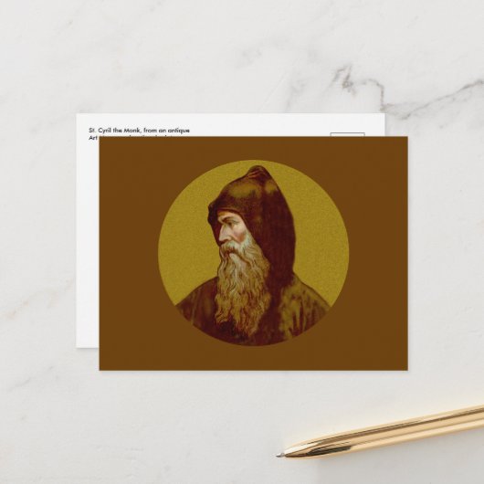 Sint-Cyril de monk (M 002) Horizontaal Briefkaart (Voorkant / Achterkant in situ)