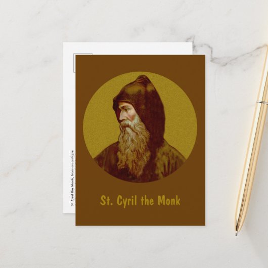 Sint-Cyril de monk (M 002) Verticaal Briefkaart (Voorkant / Achterkant in situ)