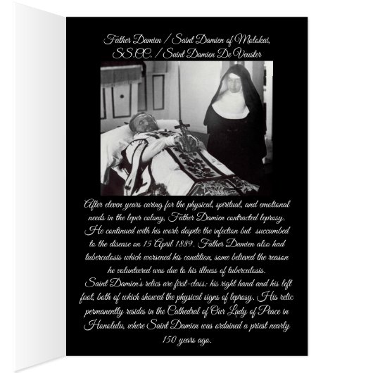 Sint Damien van het wenskaart Molokai (Binnen (Rechts))