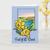 Sint-David Daffodils met buitenshuis op blauw Kaart (Gele Bloem)