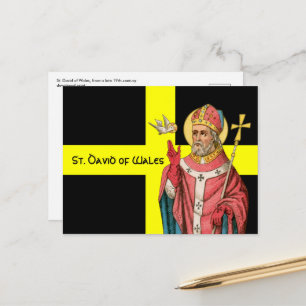 Sint-David van Wales (P 001) en zijn vlag ansichtk Briefkaart