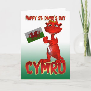 Sint David's Day Card - Welsh Dragon Welsh Flag Kaart