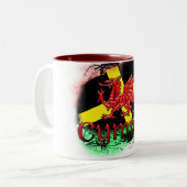 Sint David's Day Mok, Grunge, St. David's, Dragon Tweekleurige Koffiemok (Voorkant links)