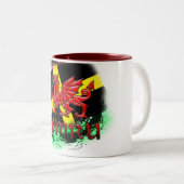 Sint David's Day Mok, Grunge, St. David's, Dragon Tweekleurige Koffiemok (Voorkant rechts)