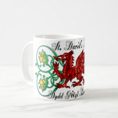 Sint David's Day Mok met Welsh Dragon Daffodil (Voorkant links)