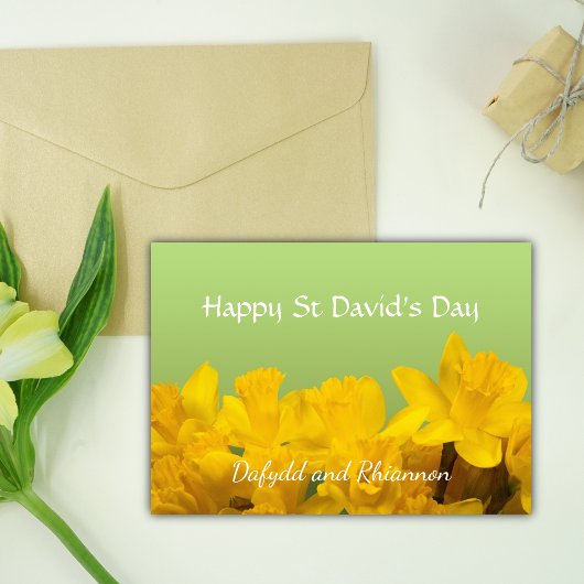 Sint David's Day Personalized Yellow Daffodils Kaart