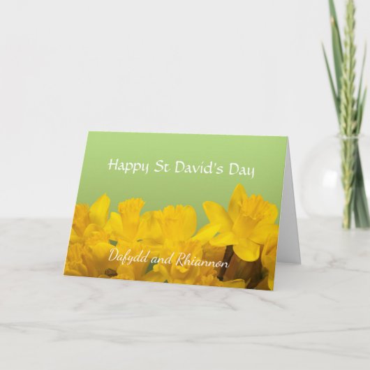 Sint David's Day Personalized Yellow Daffodils Kaart (Voorkant)