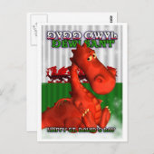 Sint David's Day, Welsh Card, Dydd Gwyl Dewi Sant Briefkaart (Voorkant / Achterkant)