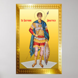 Sint Demetrius Orthodox icoon Poster