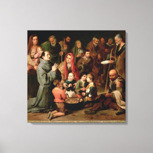 Sint Diego van Alcala die voedsel geeft aan de arm Canvas Afdruk