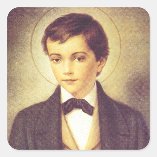 Sint-Dominic Savio-student van John Bosco Vierkante Sticker (Voorkant)
