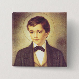 Sint Dominicus Savio leerling van Johannes Bosco Vierkante Button 5,1 Cm