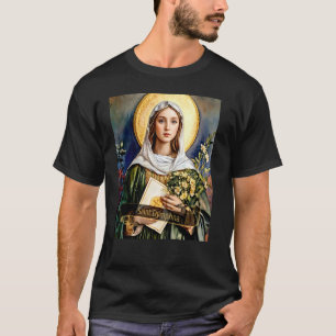 Sint Dymphna katholiek christelijk ontwerp vrouwen T-shirt