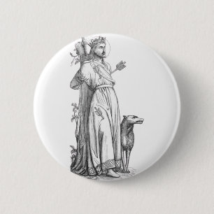 Sint Edmund de Martelaar Koning van de Oost-Angele Ronde Button 5,7 Cm
