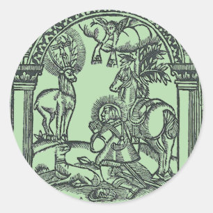 Sint Eustachius ziet Jezus Christus Ronde Sticker