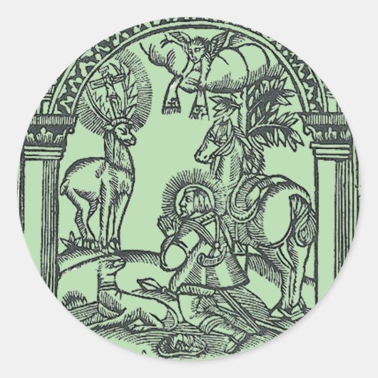 Sint Eustachius ziet Jezus Christus Ronde Sticker (Voorkant)