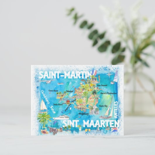 Sint Eustatius en Saba Dutch Caribbean Island Briefkaart (Staand voorkant)