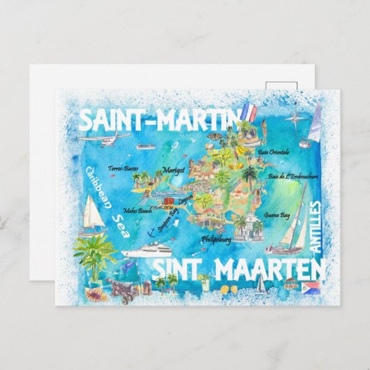 Sint Eustatius en Saba Dutch Caribbean Island Briefkaart (Voorkant / Achterkant)