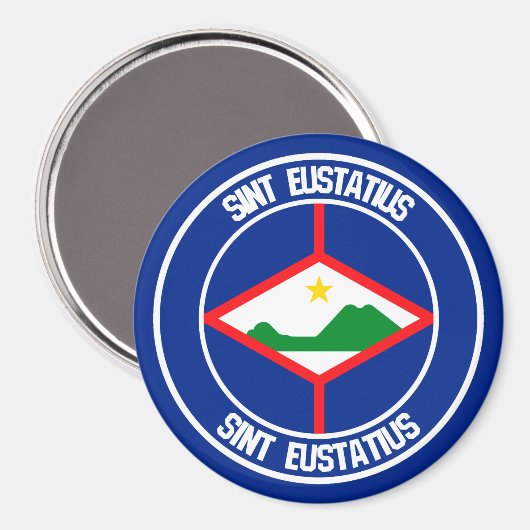 Sint Eustatius Round Emblem Magneet (Voorkant / Achterkant)