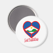 Sint Eustatius Vlag Hart Magneet (Voorkant / Achterkant)