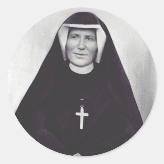 Sint Faustina Kowalska Ronde Sticker (Voorkant)