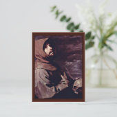 Sint-Francis bespioneert met de schedel Briefkaart (Staand voorkant)