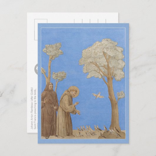 Sint-Francis predikt het Briefkaart van de vogelst (Voorkant / Achterkant)