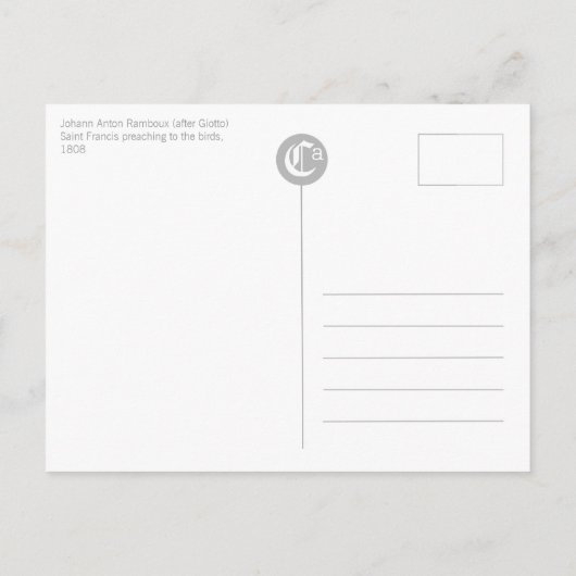 Sint-Francis predikt het Briefkaart van de vogelst (Achterkant)