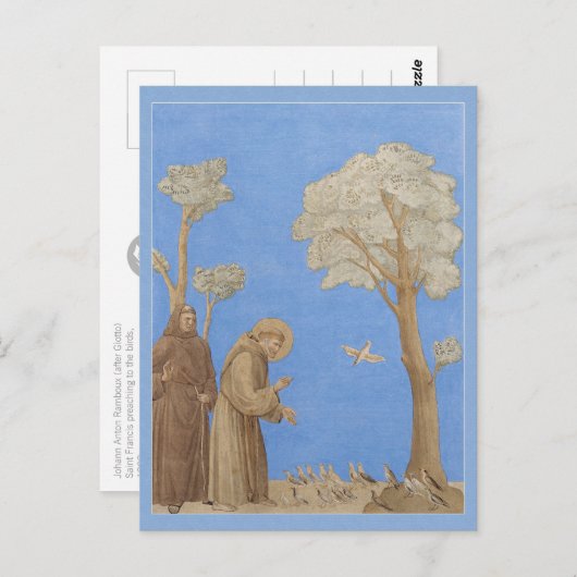 Sint-Francis predikt het Briefkaart van de vogelst (Voorkant / Achterkant)