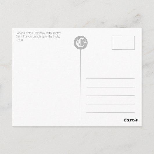 Sint-Francis predikt het Briefkaart van de vogelst (Achterkant)