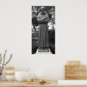Sint-Francis van Assisi beeld zwart-wit foto Poster (Keuken)